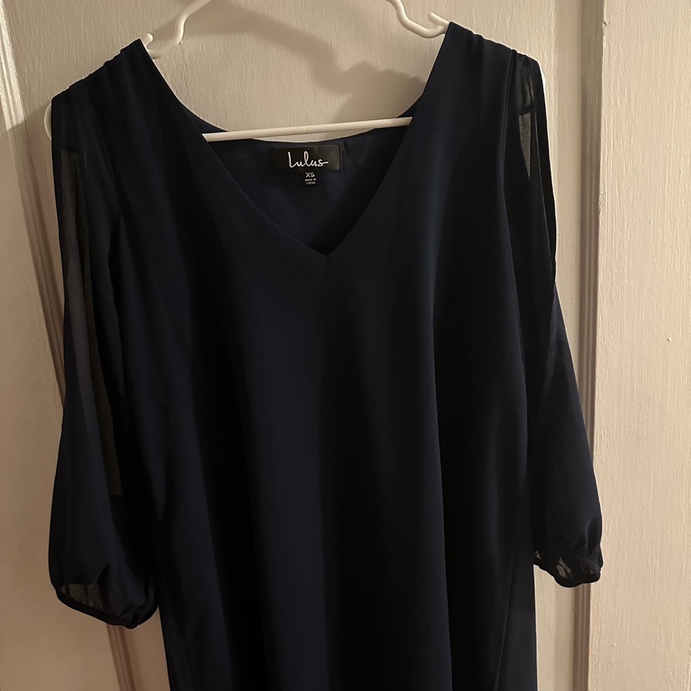 Lulus Navy Long Sleeve Dress